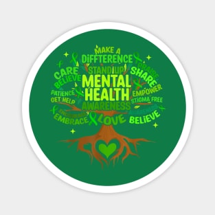 Mental Health Awareness Tree, Grreen Ribbon Magnet